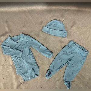 Carter's - 100% Cotton - Lot of 3 - Blue - Dinosaur Theme - Preemie